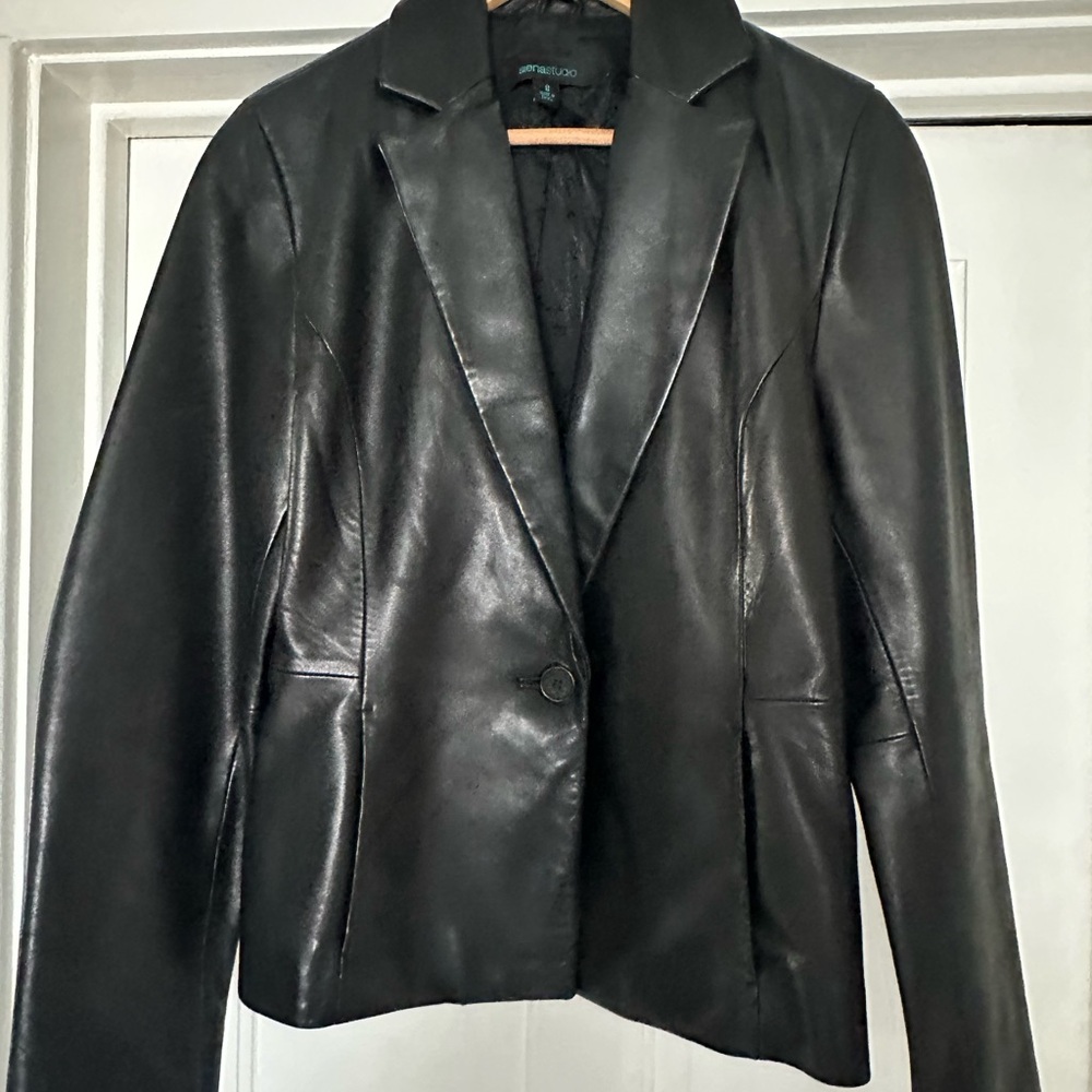 Siena Studio Black Leather Blazer